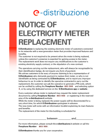<p>NOTICE OF ELECTRICITY METER REPLACEMENT</p>
